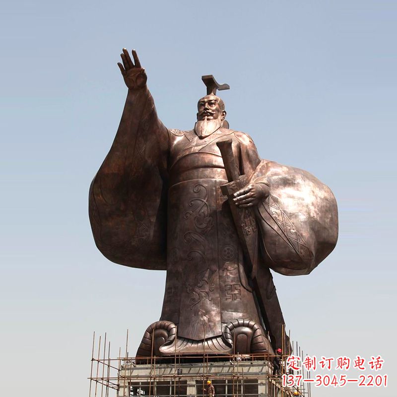 保定传承历史风采,精美秦始皇铜雕塑