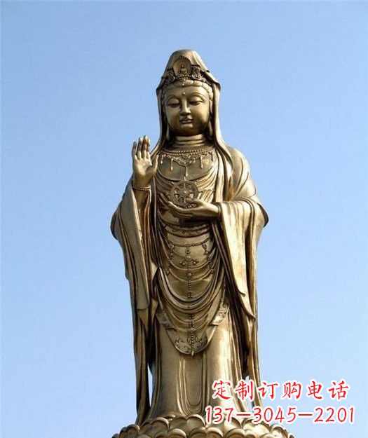 保定大型立式铜观音雕塑