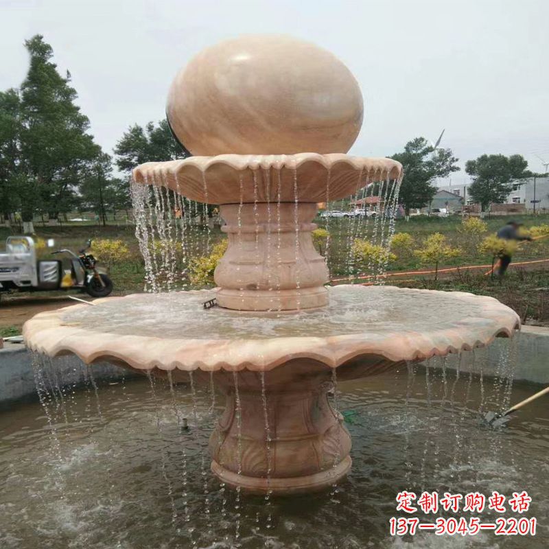 保定大型石材风水球-公园园林水景喷泉雕塑