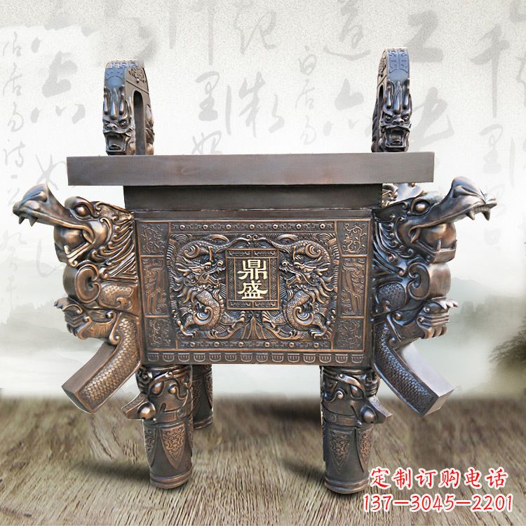 保定典雅双龙四龙铜鼎雕塑