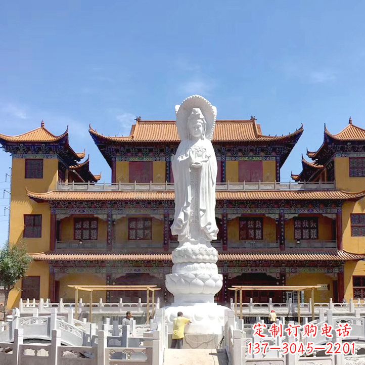 保定精美汉白玉观音石雕塑