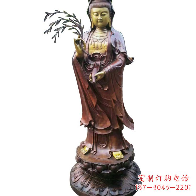 保定高贵优雅的观音铜雕塑