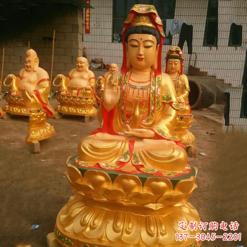 保定完美体现观音神性的铸铜观音雕塑
