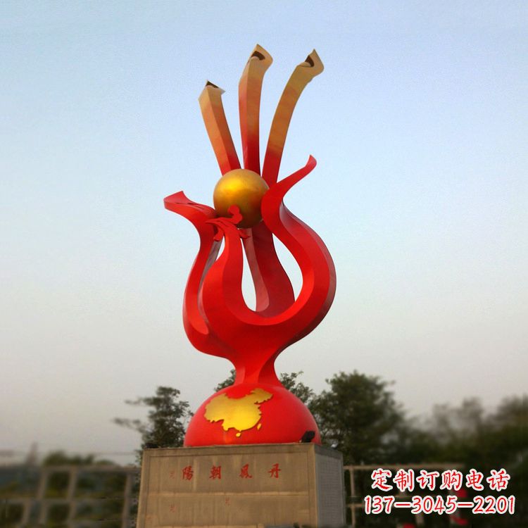 保定丹凤朝阳不锈钢凤凰雕塑-公园神兽标识景观雕塑