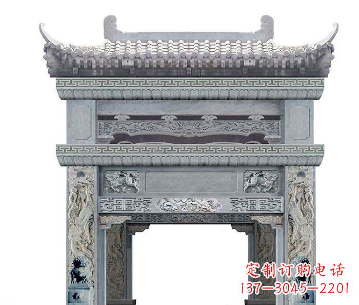 保定单门村口石雕牌坊 (2)