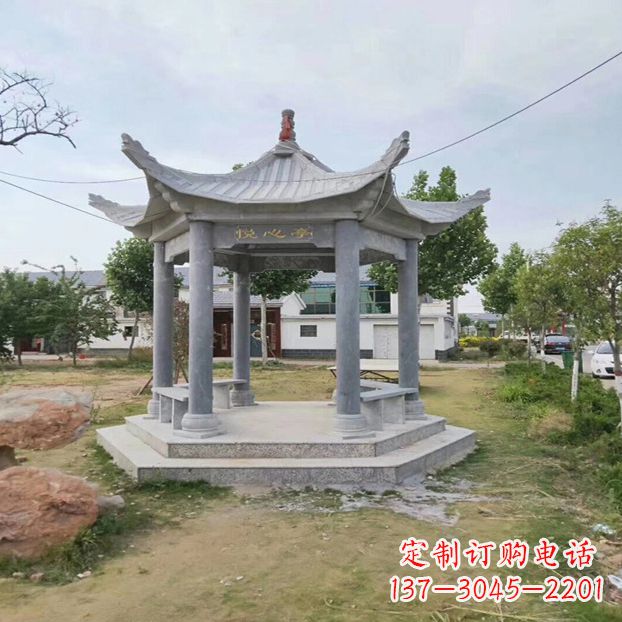 保定单层六角石凉亭公园亭子