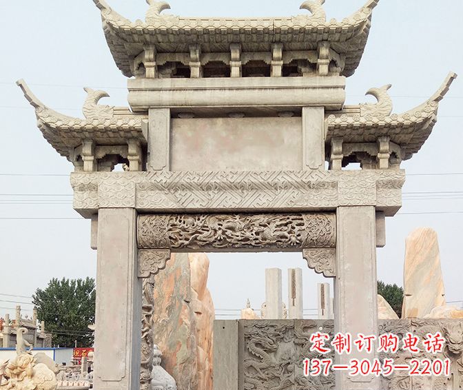 保定单门大理石牌坊石雕