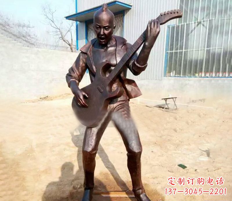 保定精致细腻的铜吉他雕塑