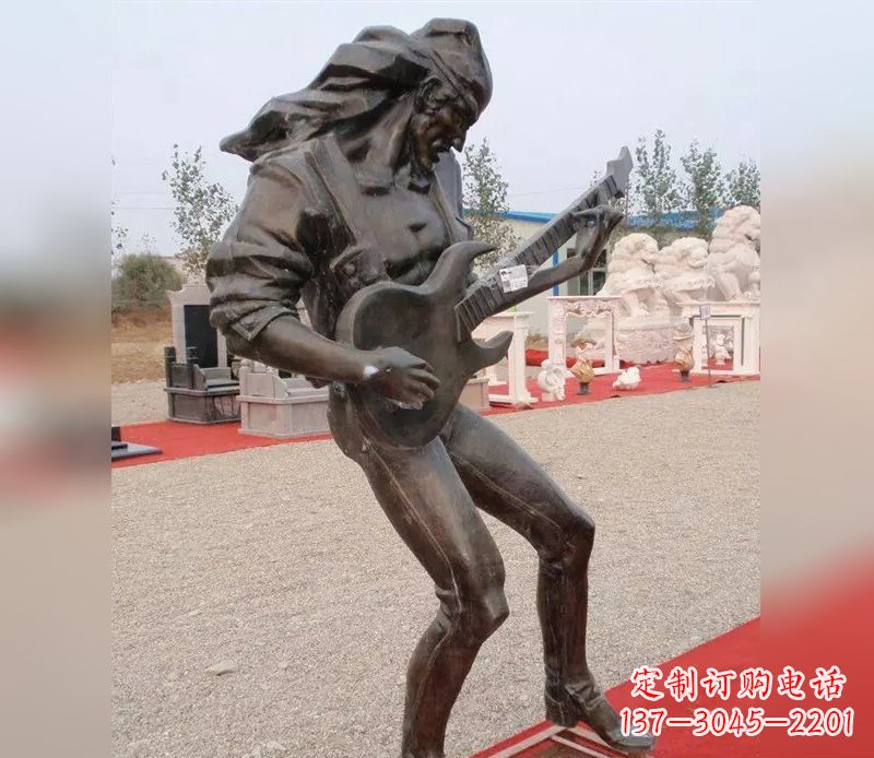 保定弹吉他广场小品人物铜雕