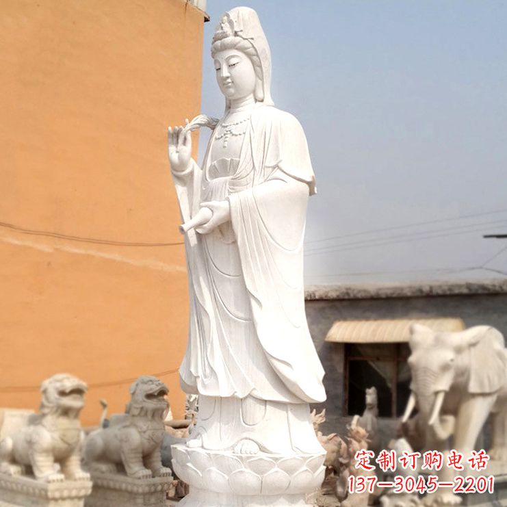 保定滴水观音汉白玉石雕佛像