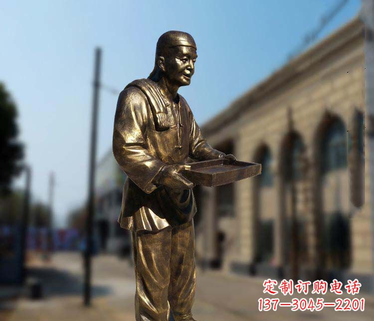 保定古典神秘的店小二人物铜雕