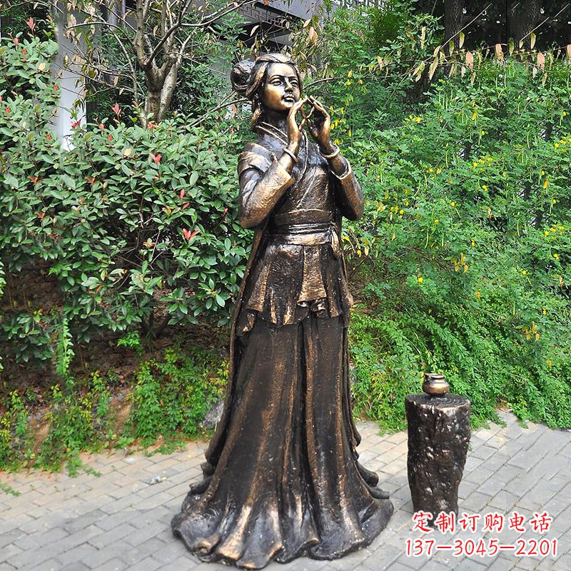 保定貂蝉铜雕塑像-公园古代美女人物雕塑