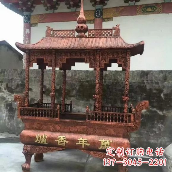 保定雕刻蝙蝠铜香炉