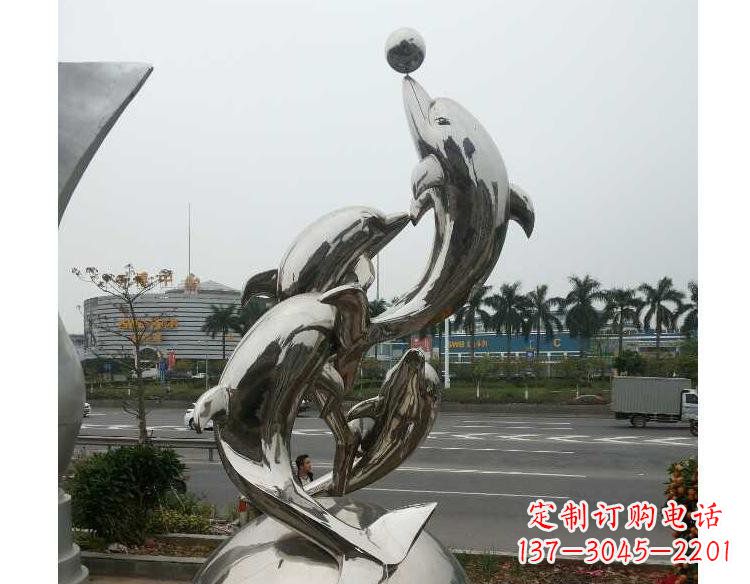 保定海豚精美不锈钢雕塑