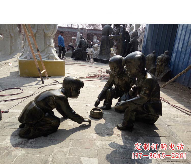 保定斗蛐蛐铜雕 儿童系列