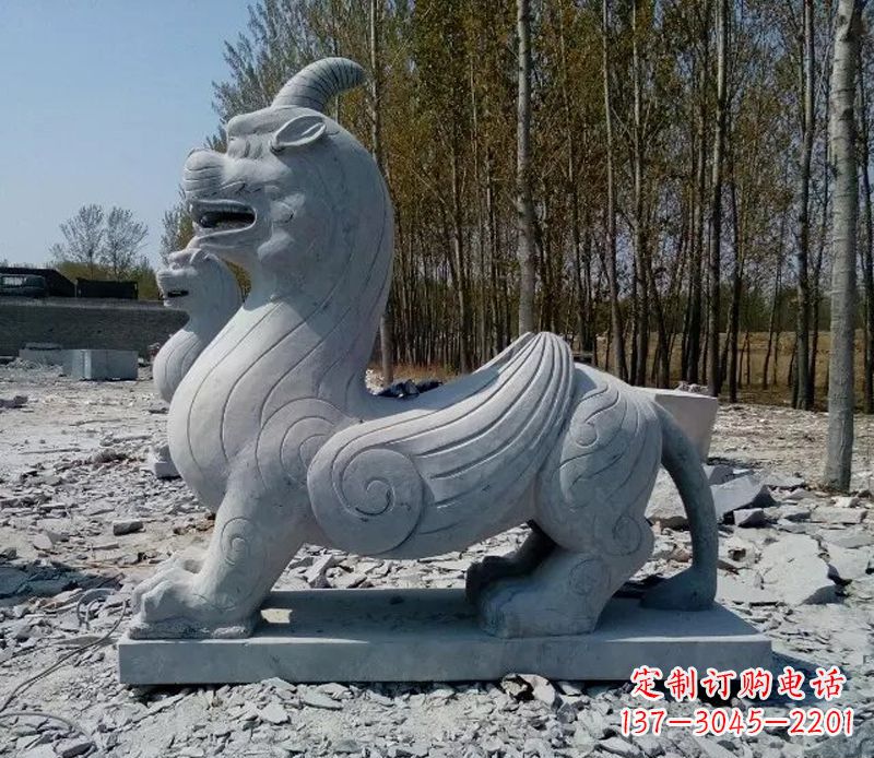 保定独角兽雕塑,神兽石雕带你穿越回古老神话中