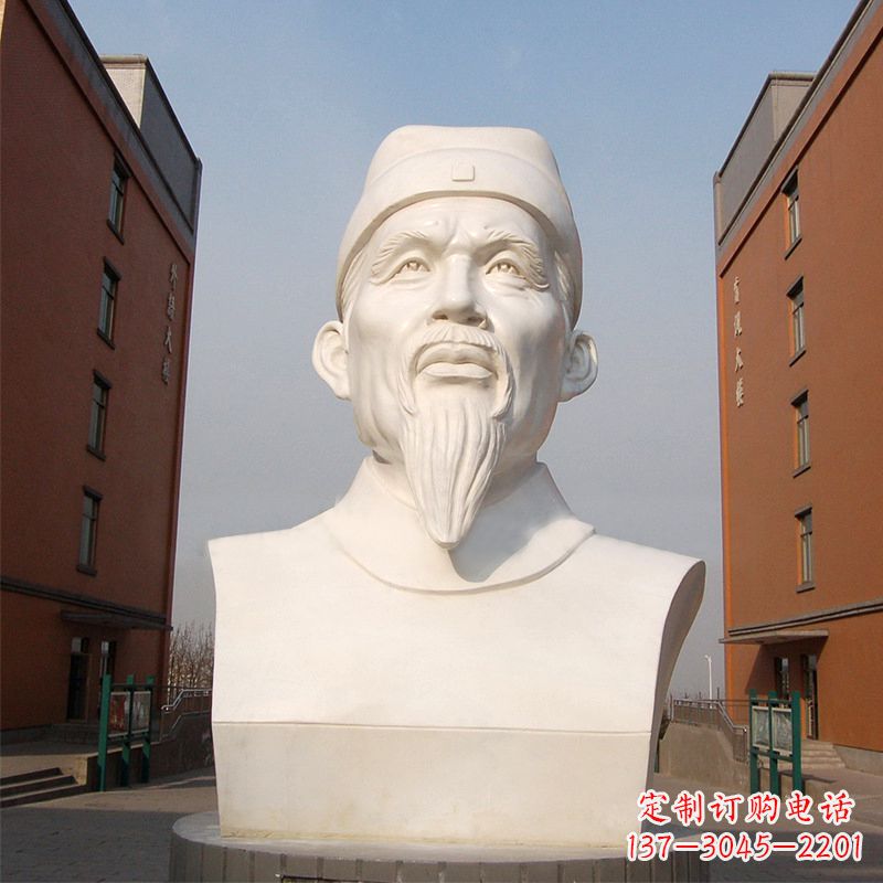 保定杜甫石雕像-学校校园历史名人唐代著名诗人头像