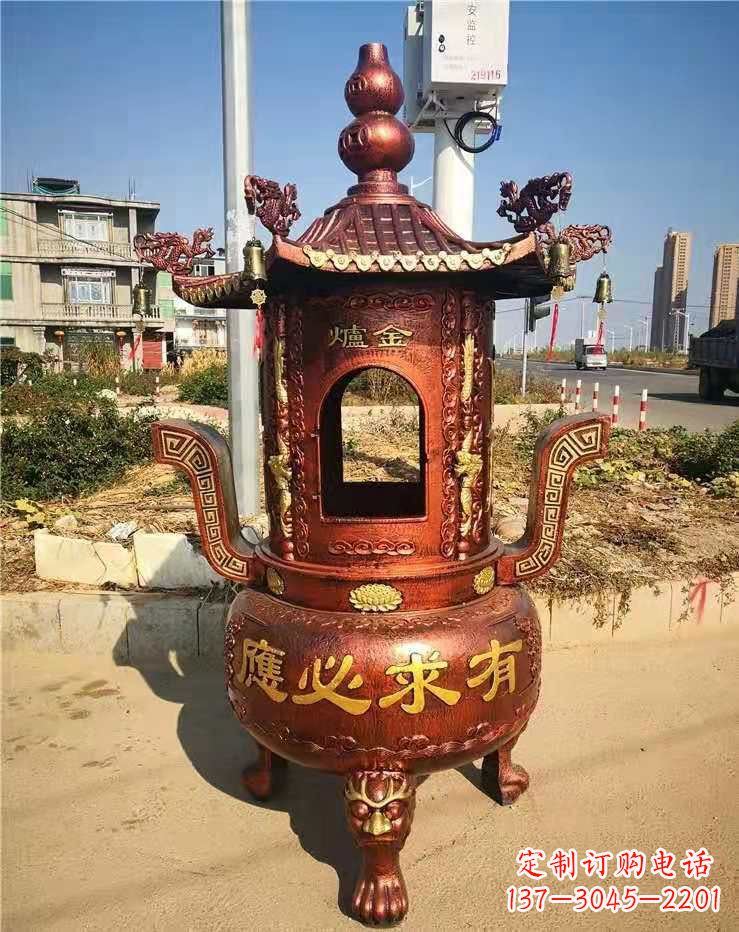 保定杜浦精制铜香炉雕塑