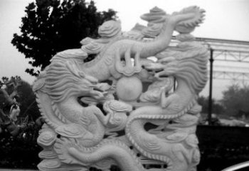 保定精美大理石双龙雕塑