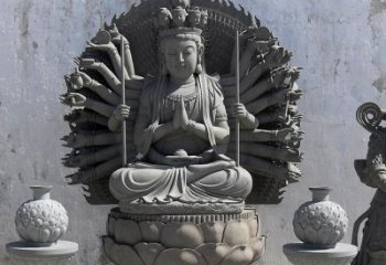 保定宗教庙宇千手观音大理石雕塑