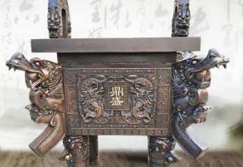 保定典雅双龙四龙铜鼎雕塑