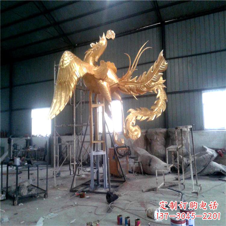 保定锻铜精美凤凰雕塑