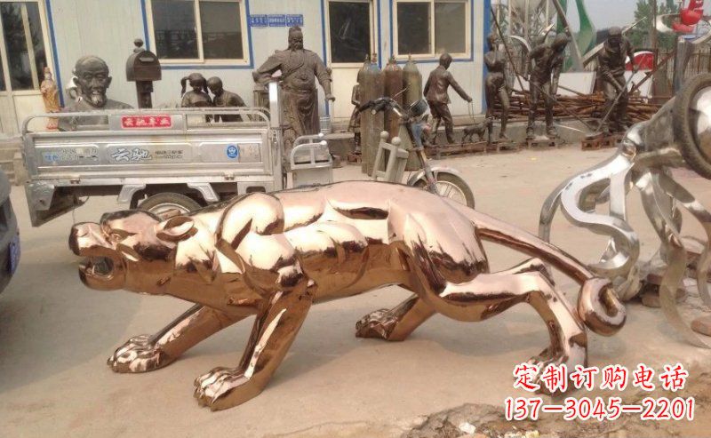 保定精美不锈钢豹子雕塑
