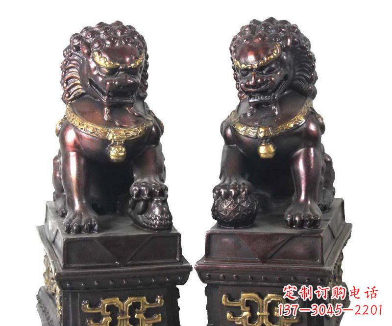 保定对狮狮子铜雕