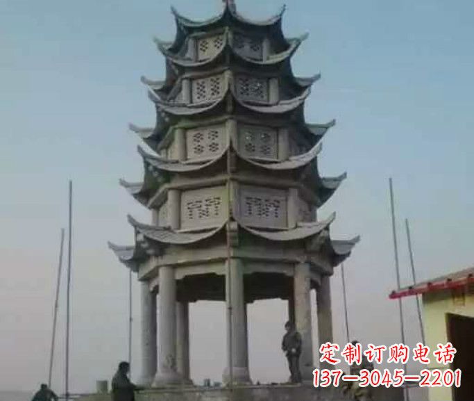 保定精美绝伦的多层凉亭石雕