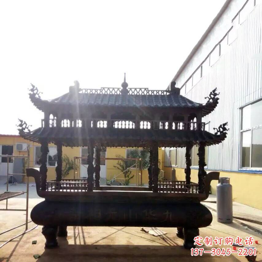 保定欣赏传统文化的多层铜香炉雕塑