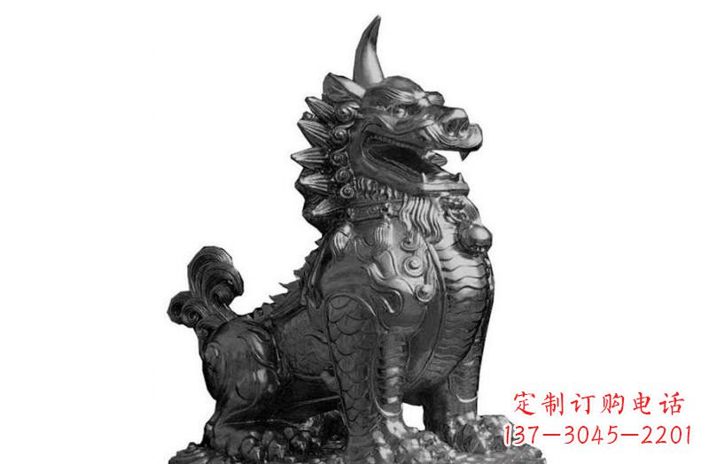 保定独角兽铜雕塑,精美细腻传统工艺