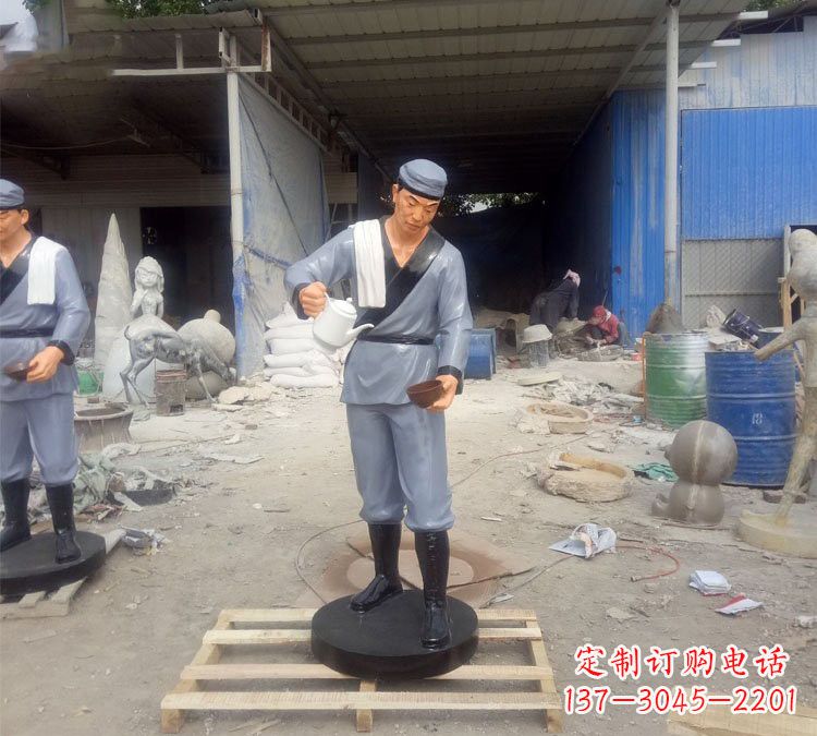 保定铝合金仿真店小二雕塑