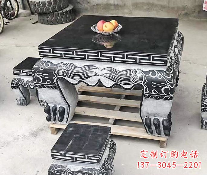 保定中领雕塑方形仿古石桌凳