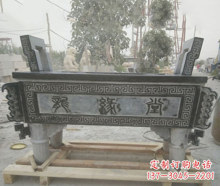 保定方形四足香炉石雕艺术品