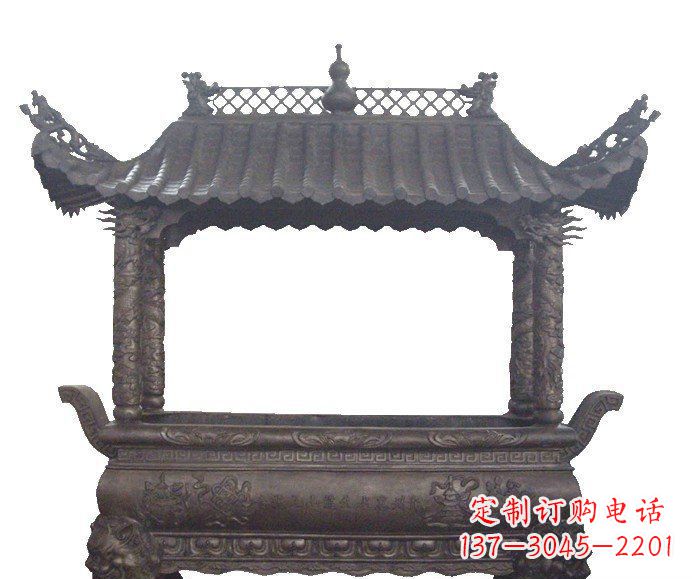 保定古典庙宇香炉铜雕