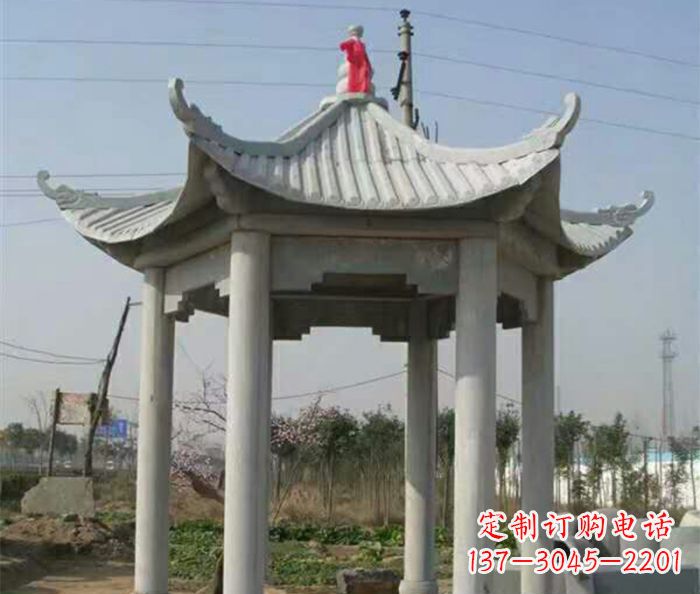 保定仿古六角凉亭石雕 (9)