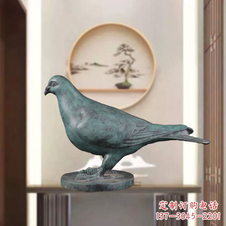 保定精致雕刻青铜鸽子雕塑摆件