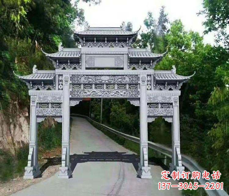 保定仿古三门牌坊石雕