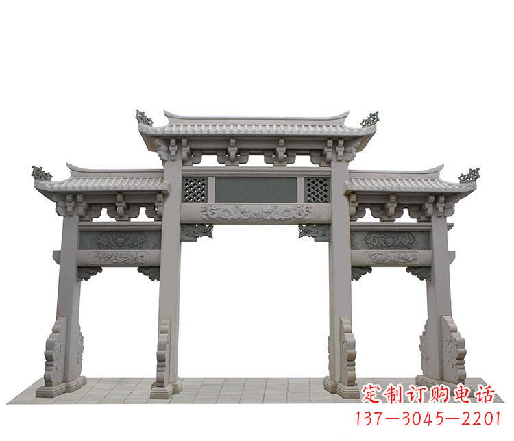 保定仿古三门石牌坊石雕