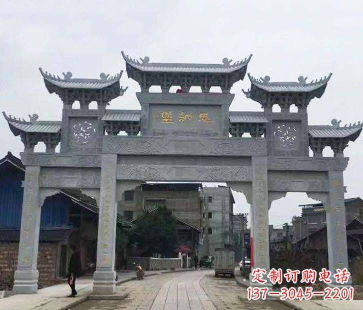 保定仿古三门五楼牌坊石雕