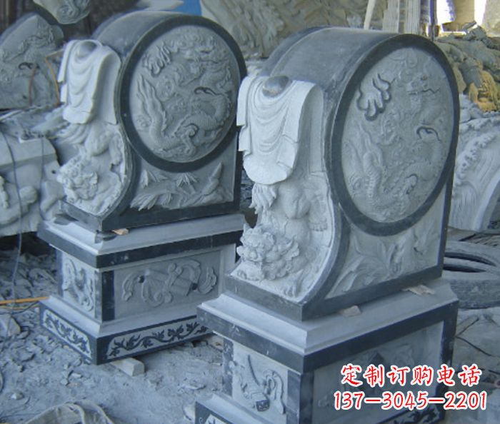 保定仿古石门墩招财抱鼓石雕塑