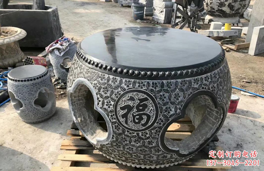 保定中领雕塑 | 精美仿古石桌凳雕塑