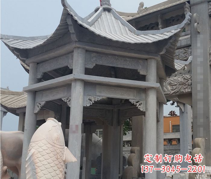 保定精美仿古双层石雕凉亭