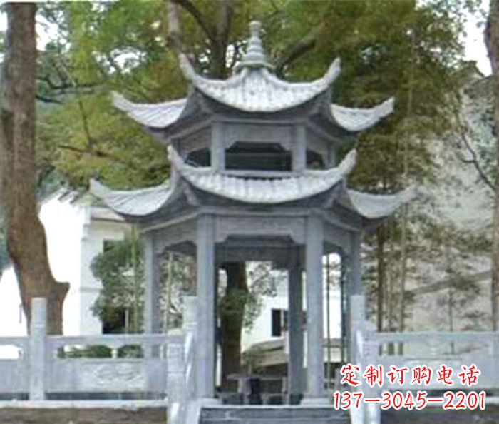 保定仿古园林双层石雕凉亭