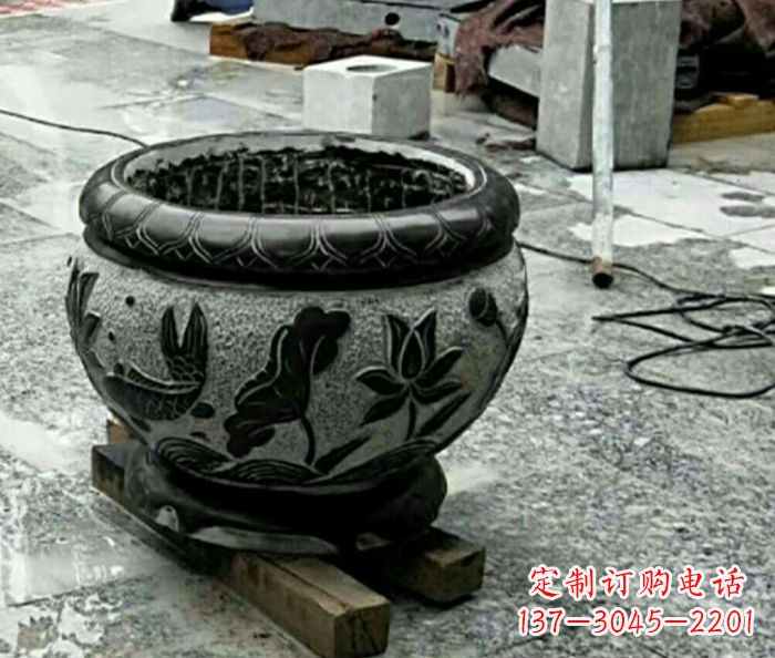 保定仿古招财水缸石雕 (2)