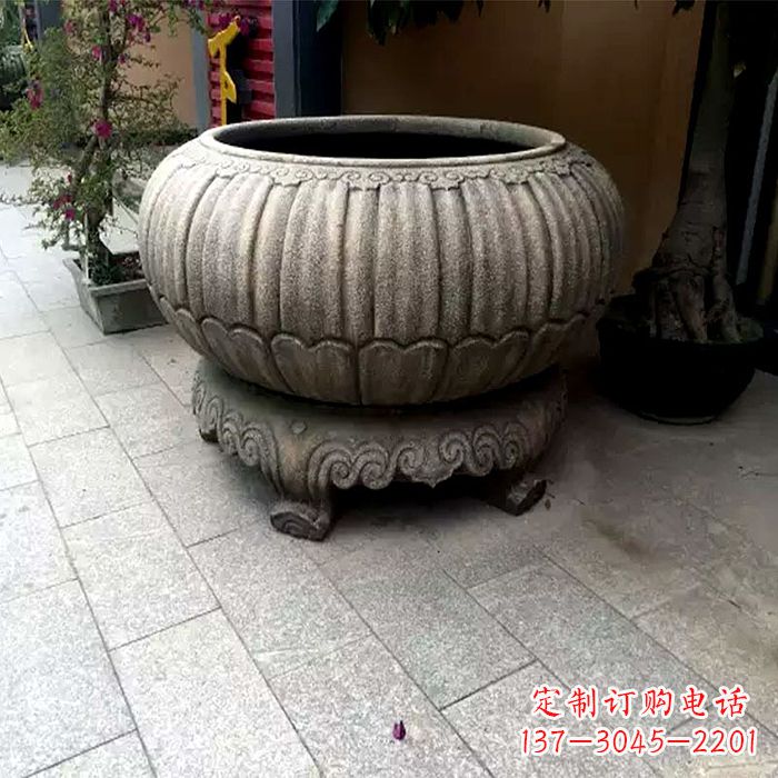 保定精美仿古石雕花盆雕塑
