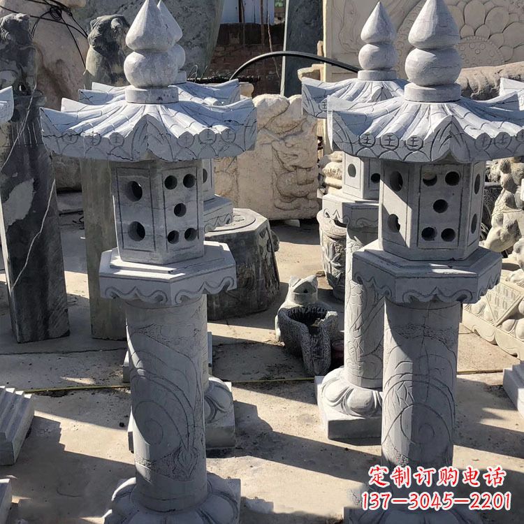 保定中式仿古青石灯笼雕塑