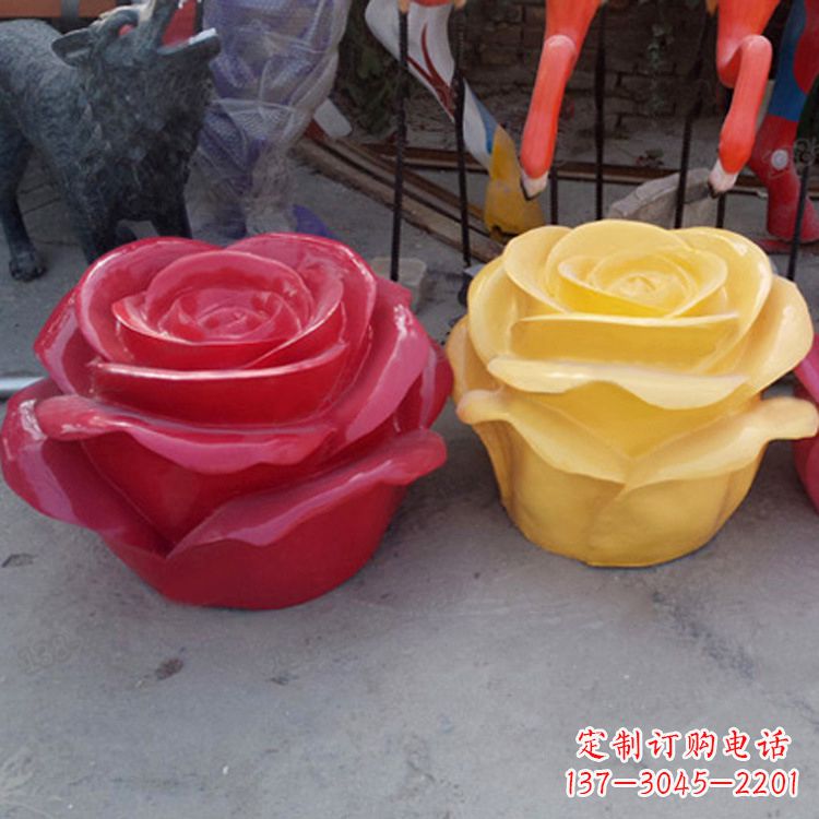 保定精美仿真玻璃钢玫瑰雕塑