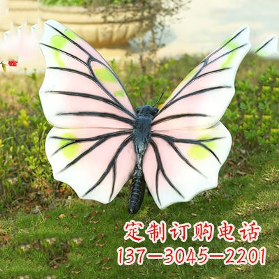 保定浅粉白色仿真蝴蝶雕塑