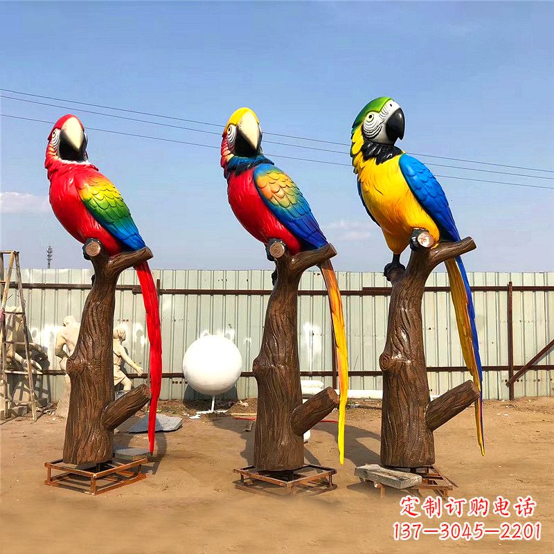 保定仿真鹦鹉玻璃钢景观雕塑